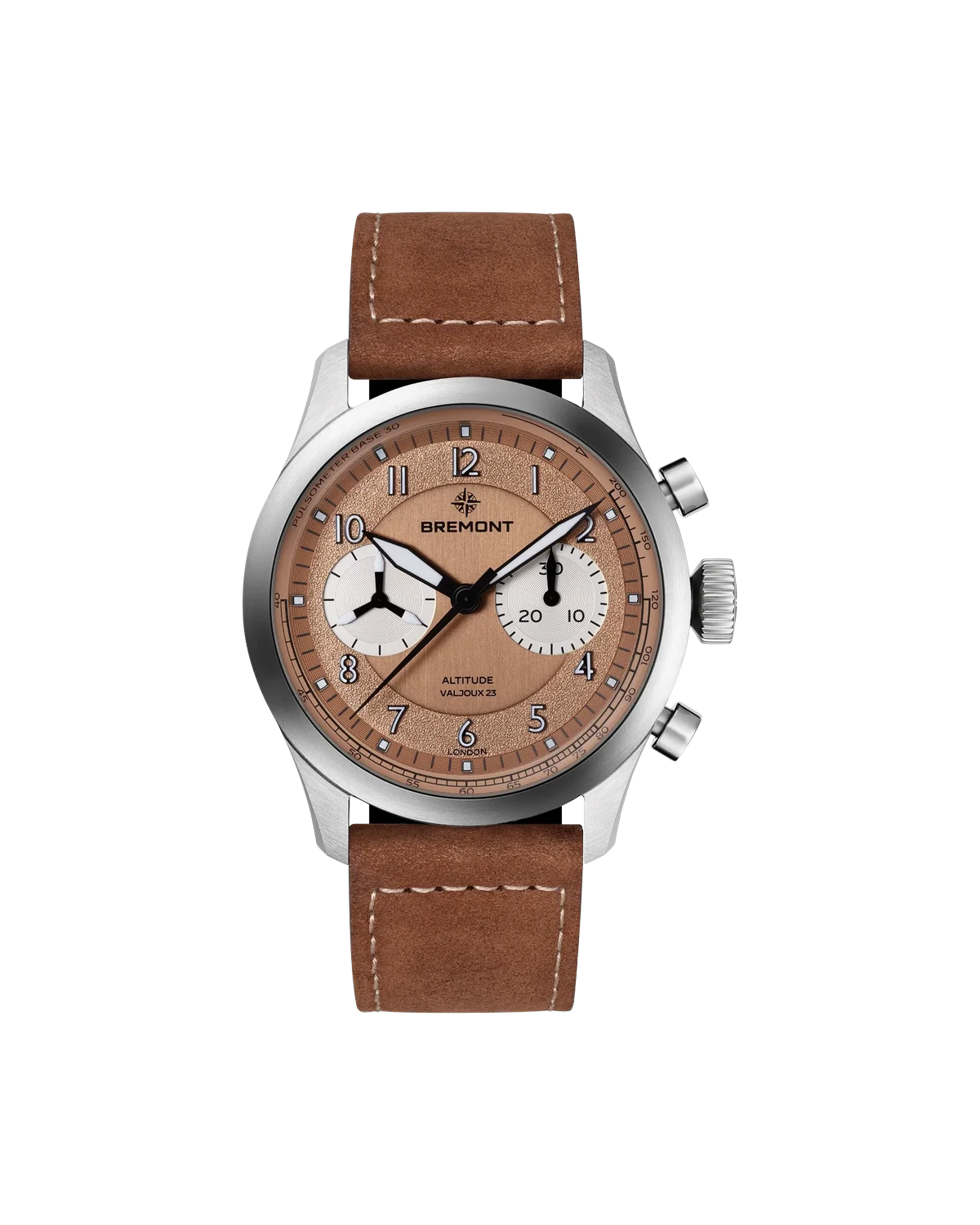 Altitude Chronograph Pulsograph Valjoux 23 — on a clear background