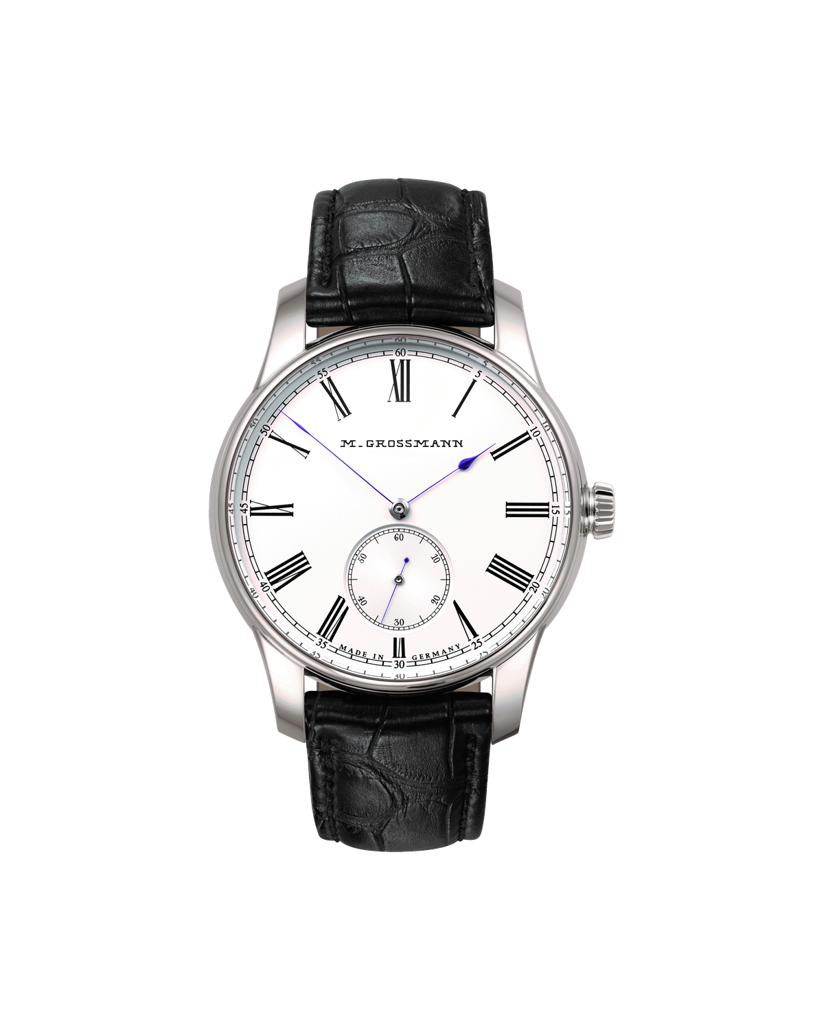 Moritz Grossmann Hamatic Vintage Logo, White Gold — on a clear background