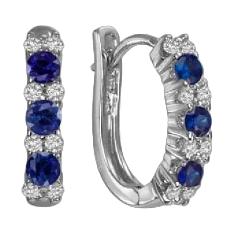 Sapphire and Diamond Hoop Earrings