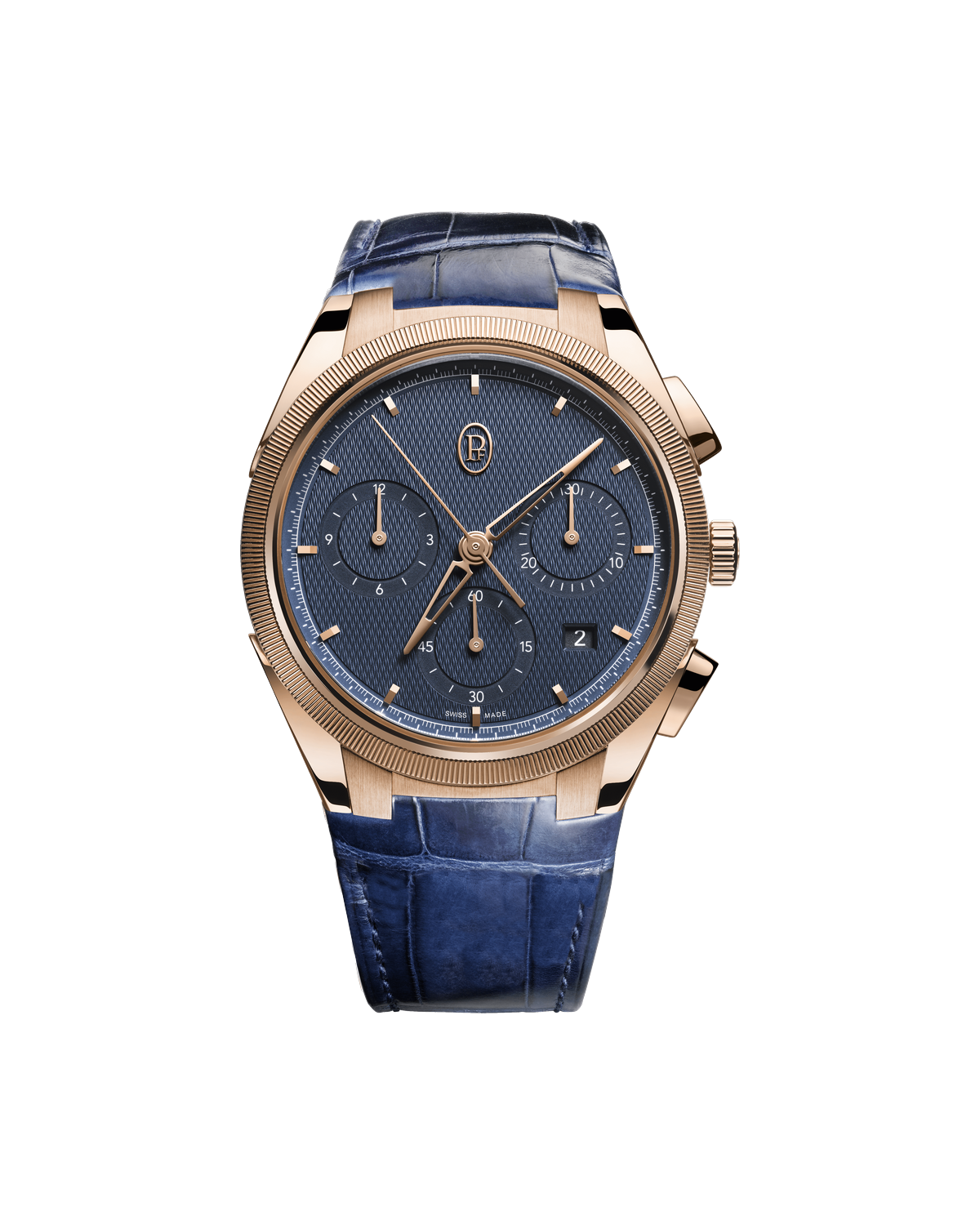 Tonda PF Chronograph Milano Blue Alligator — on a clear background