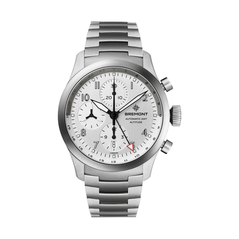 Altitude Chronograph GMT, Silver Dial, Steel Bracelet