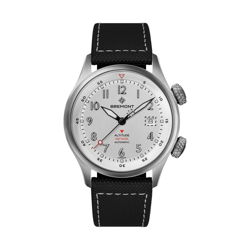 Altitude MB Meteor, Silver Dial, Black Leather Strap