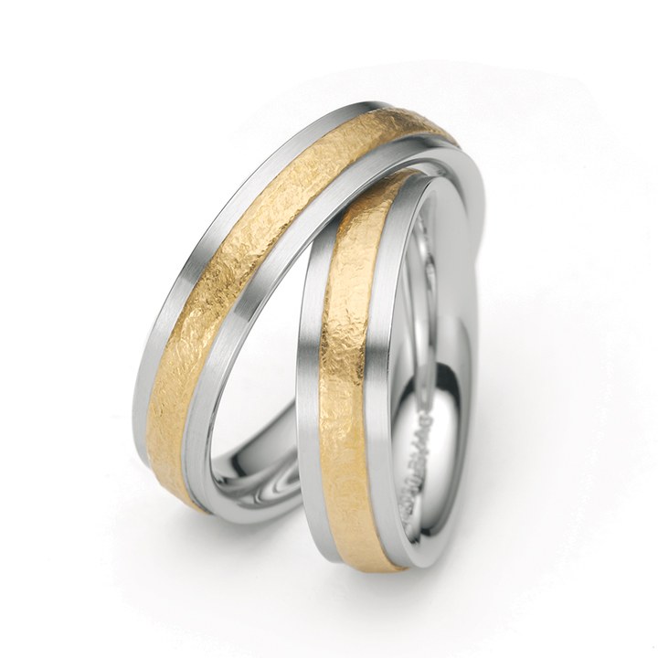 Brushed Yellow Gold and Platinum Bands