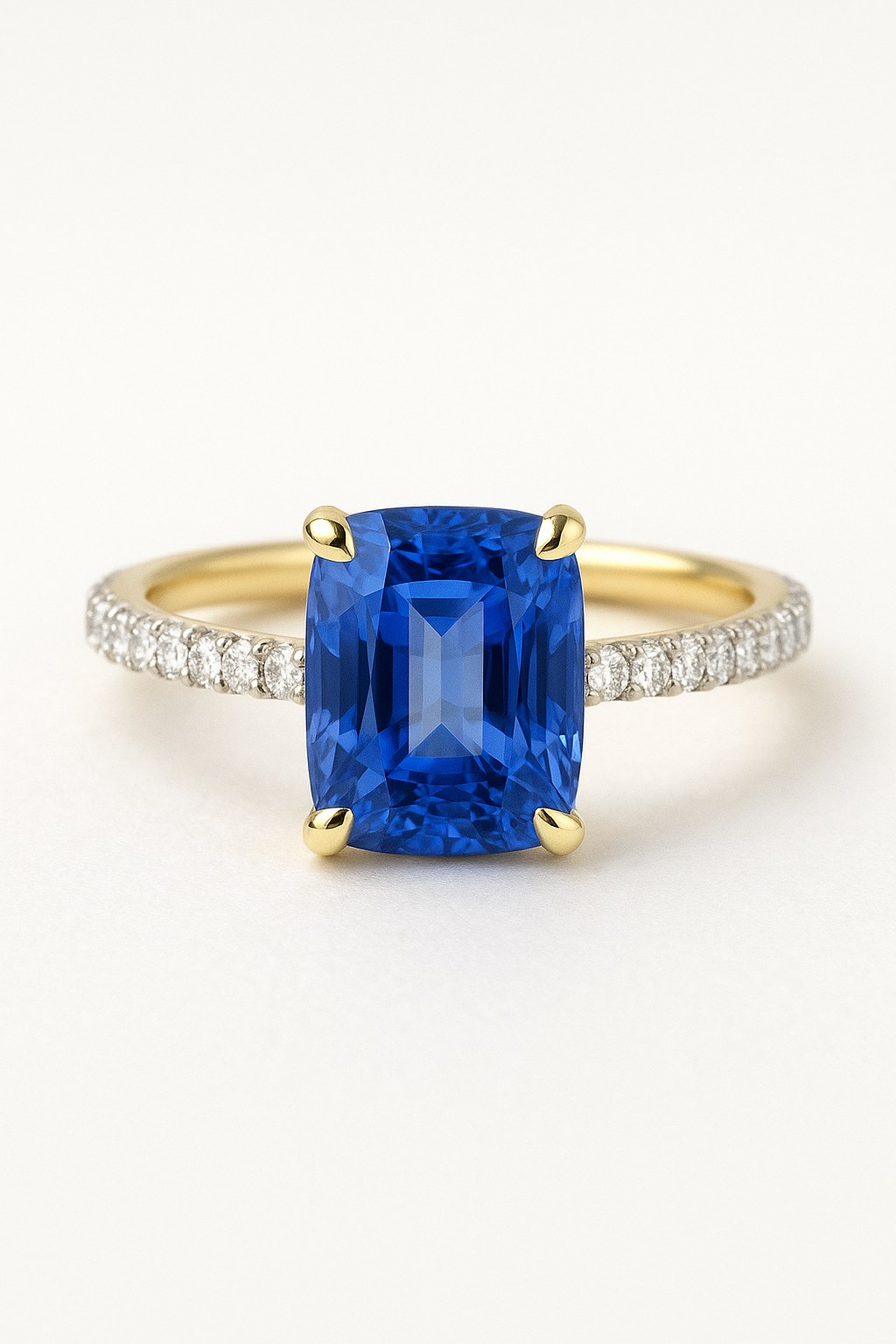 Cushion-cut Sapphire Diamond Halo Ring