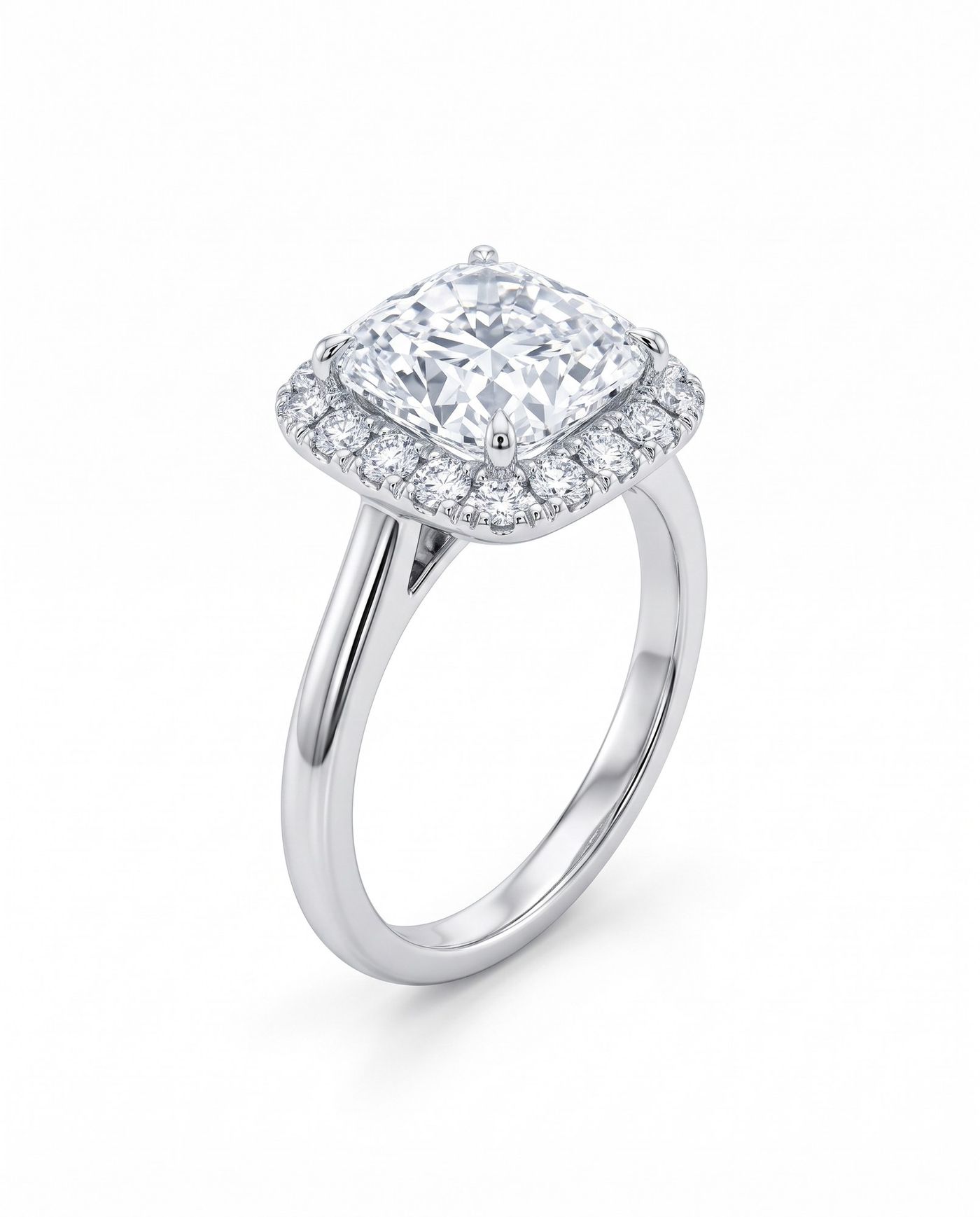 Cushion Diamond Halo Engagement Ring