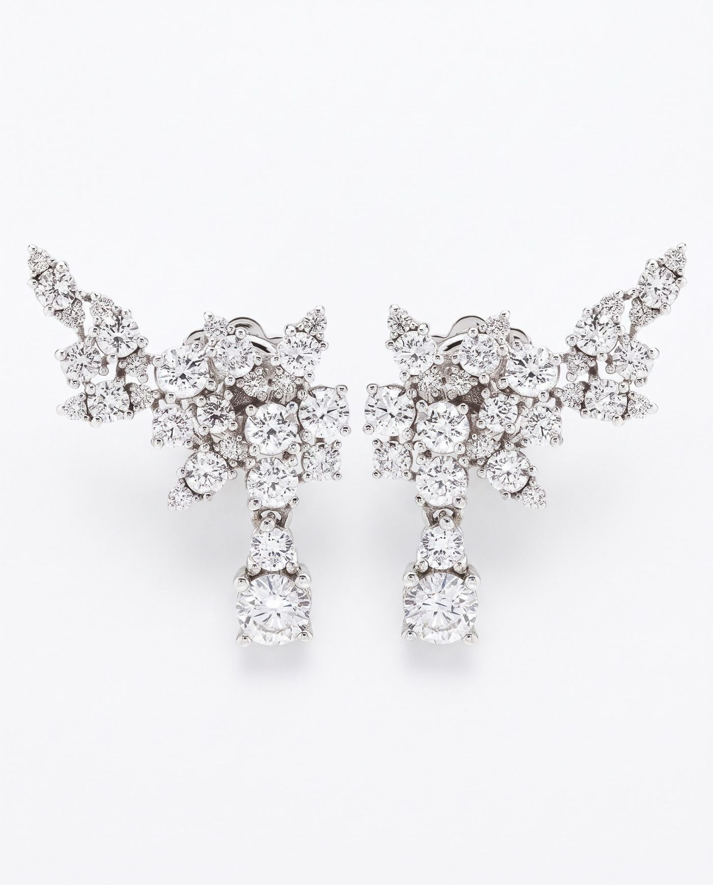 Diamond Cluster Climbing Earrings