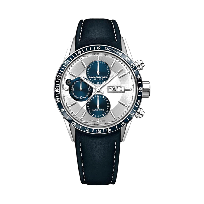 Freelancer Men’s Automatic Chronograph Steel Tachymeter Watch, Blue Subdials