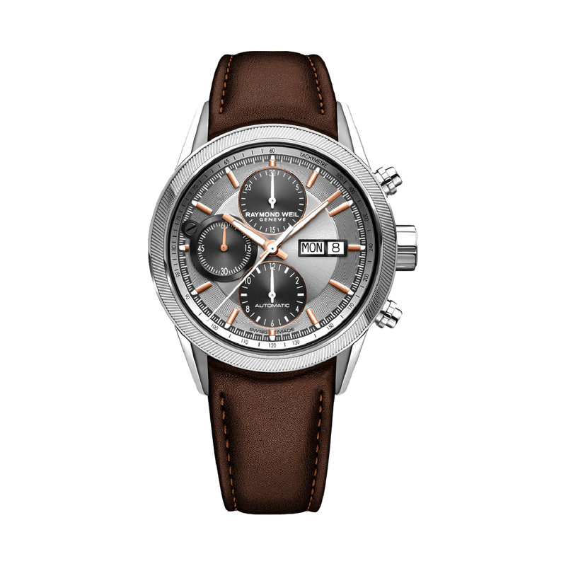 Freelancer Men’s Automatic Chronograph Steel Brown Leather Watch