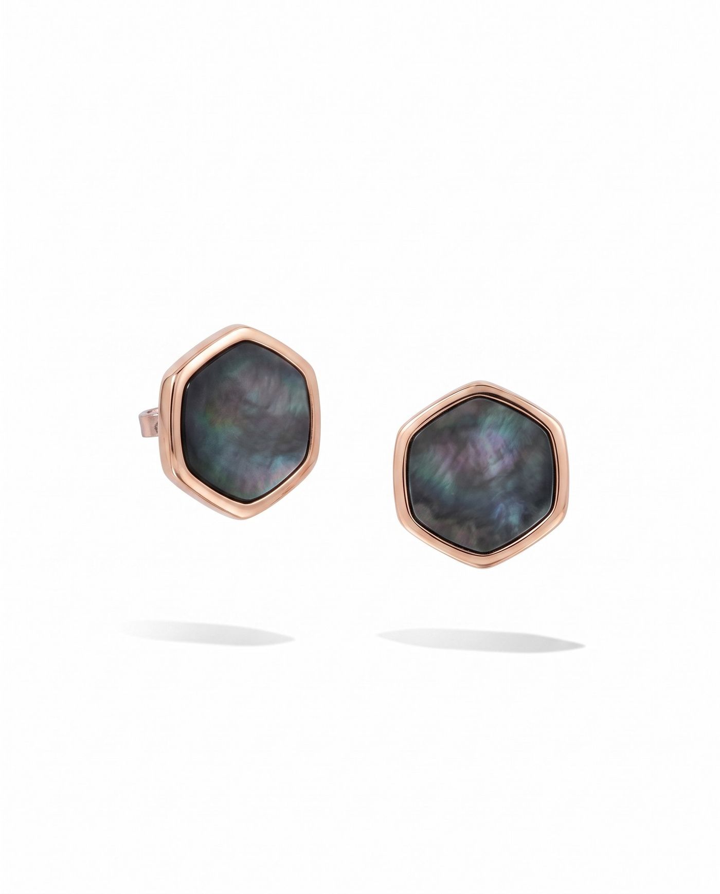 Hexa Black MOP Stud Earrings