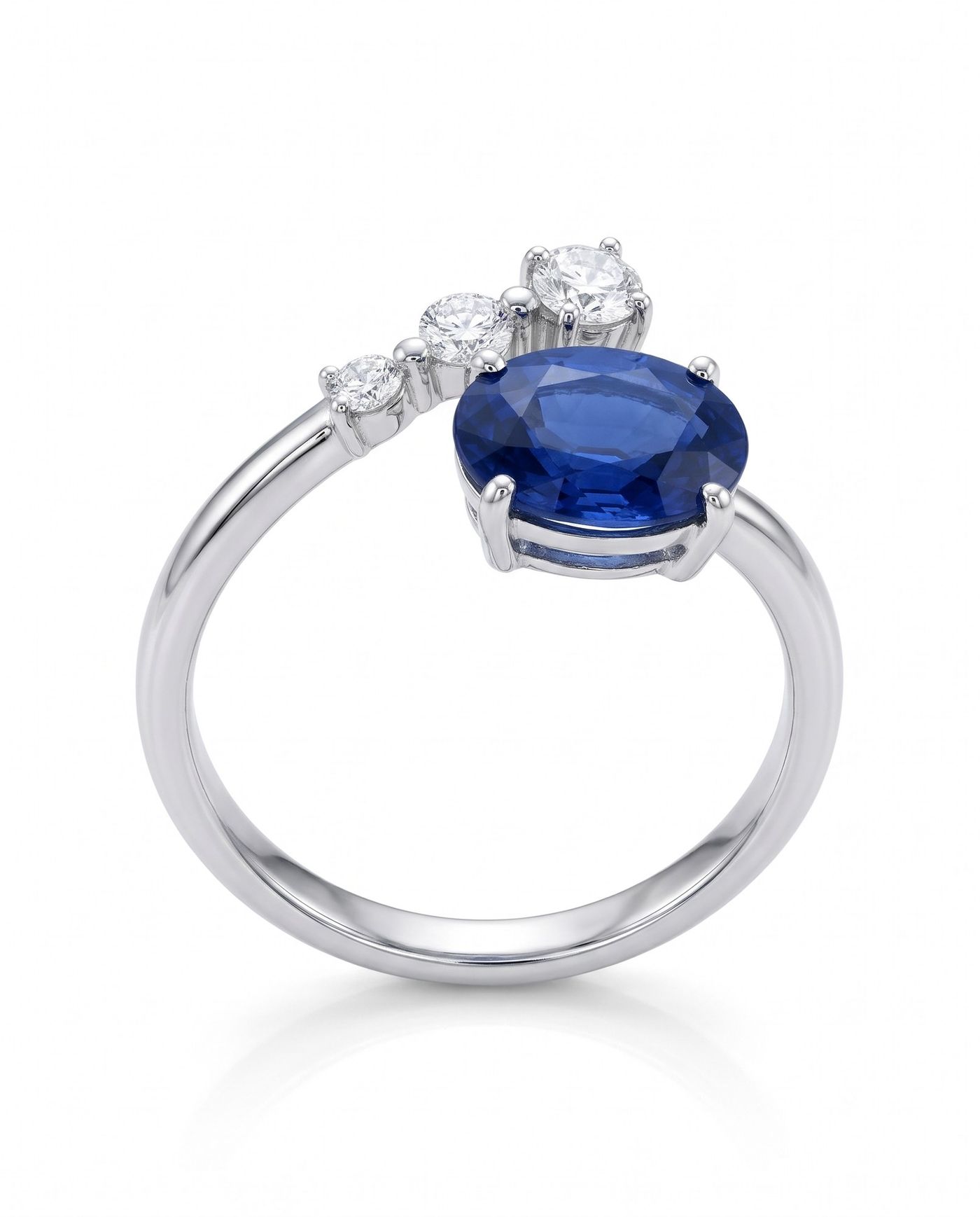 Oval Sapphire & Diamond Adjustable Ring
