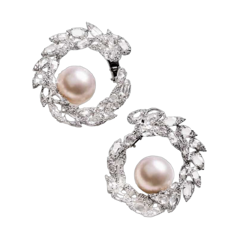 Rose-cut diamond and Pearl Earrings
