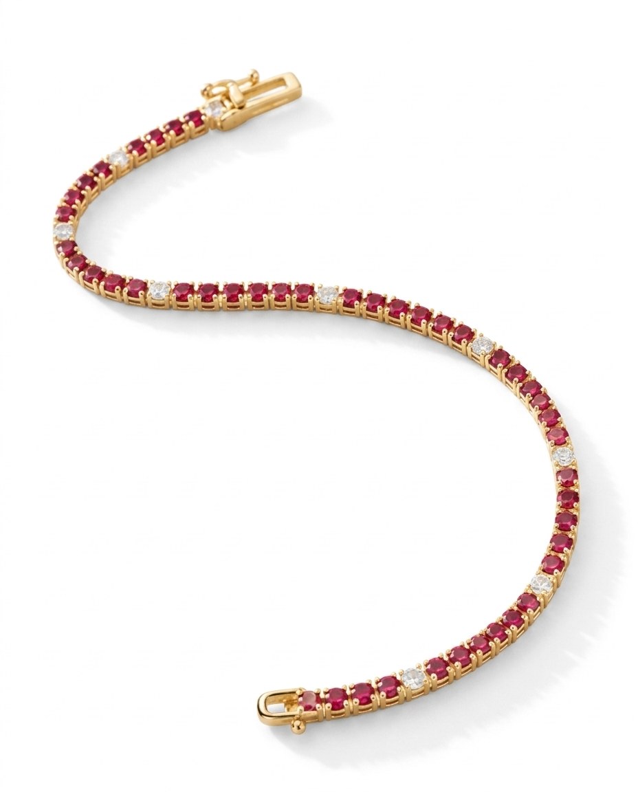 Round Ruby Tennis Bracelet