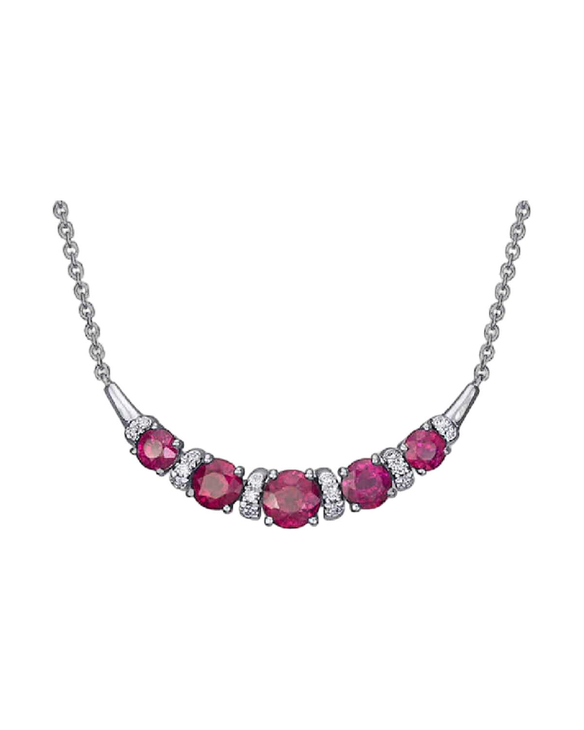 Ruby and Diamond Curved Bar Necklace
