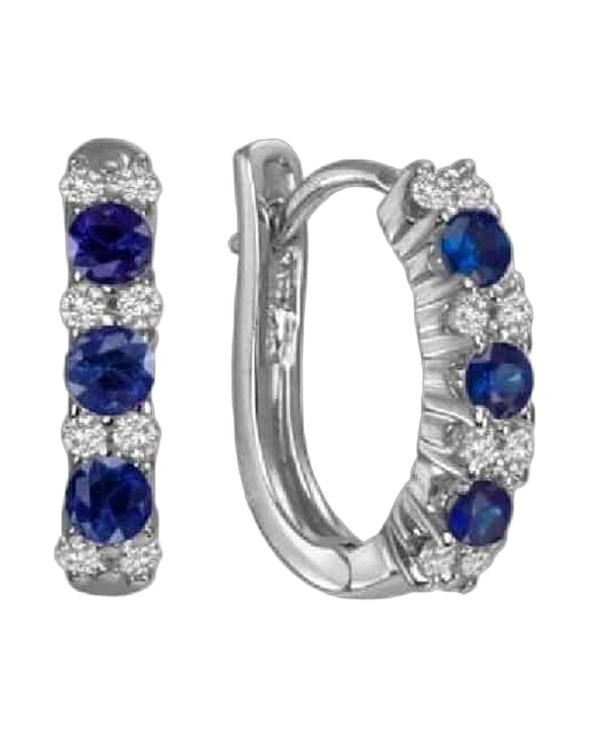 Sapphire and Diamond Hoop Earrings