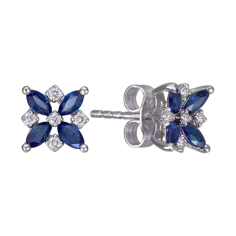 Sapphire Flower Earrings