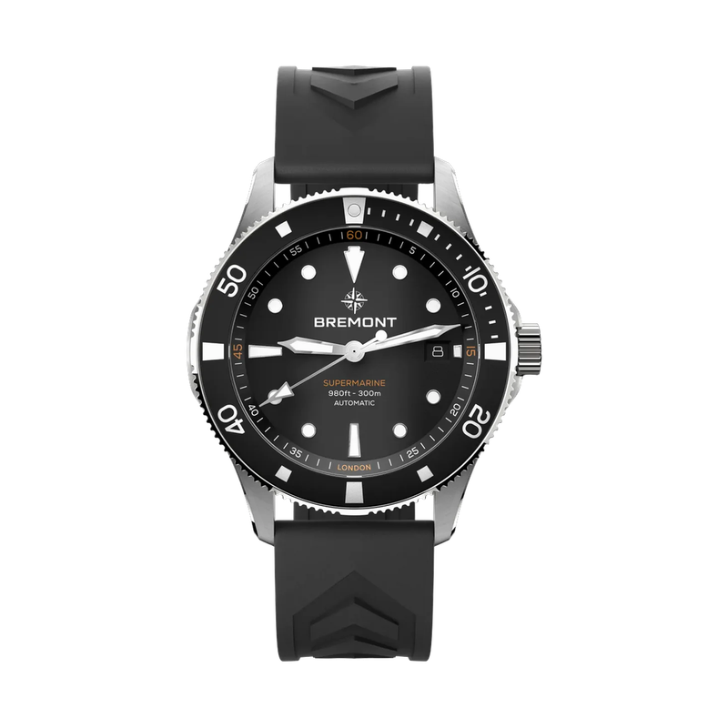Supermarine 300m Date, Black Dial, Rubber Strap