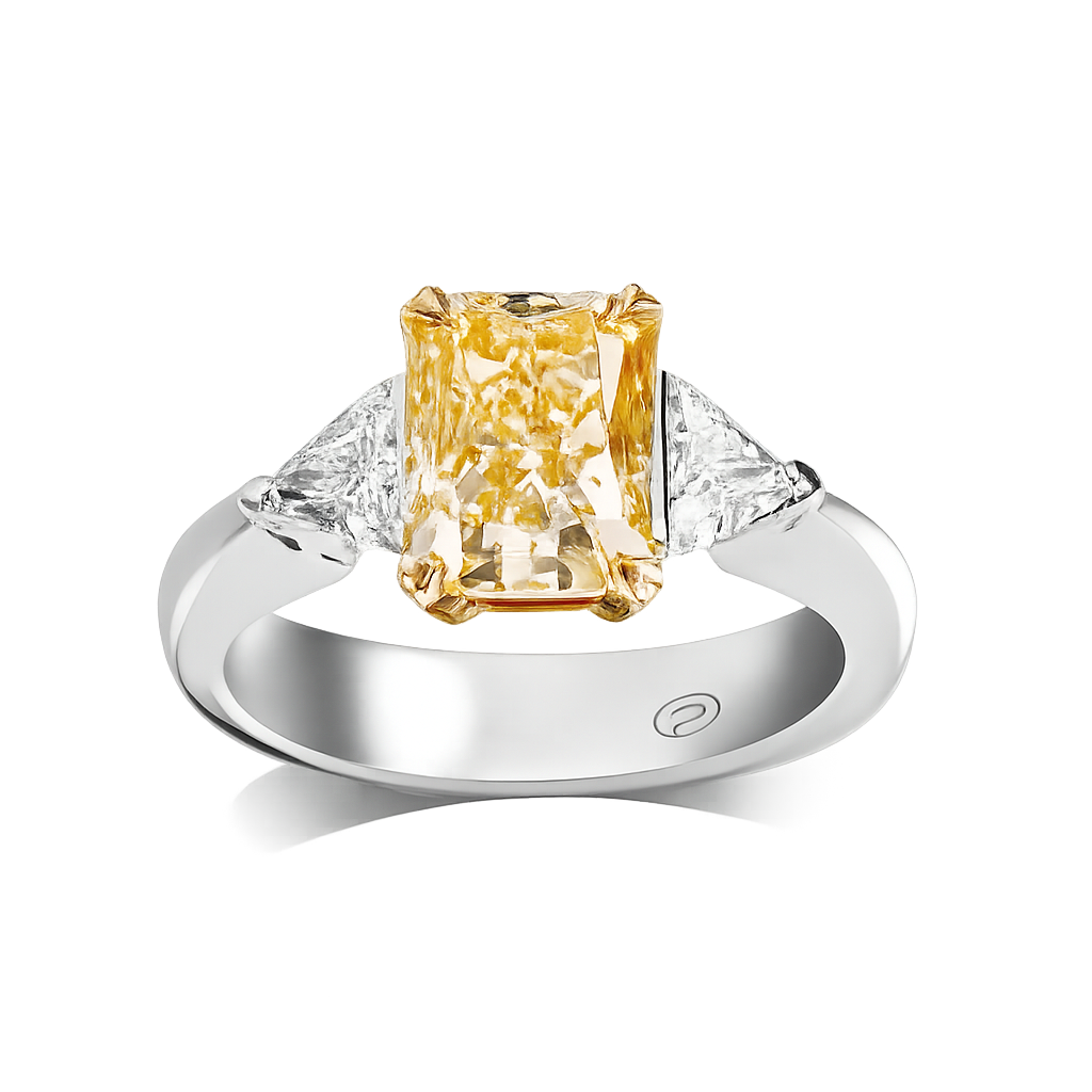 Yellow Diamond Trinity Ring — fancy yellow diamond trinity ring in platinum