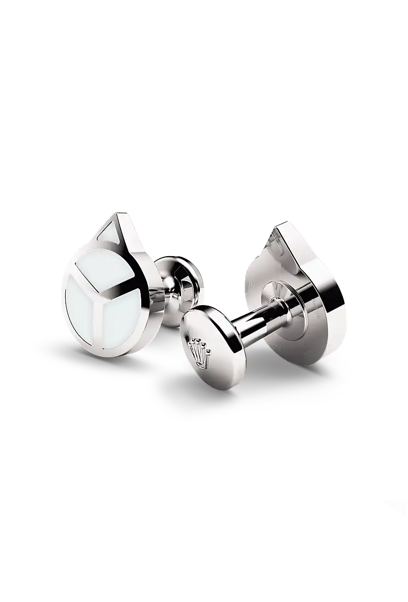 Rolex ‘Hand’ cufflinks in White gold and luminescent material, a1029 at Palladio Jewellers