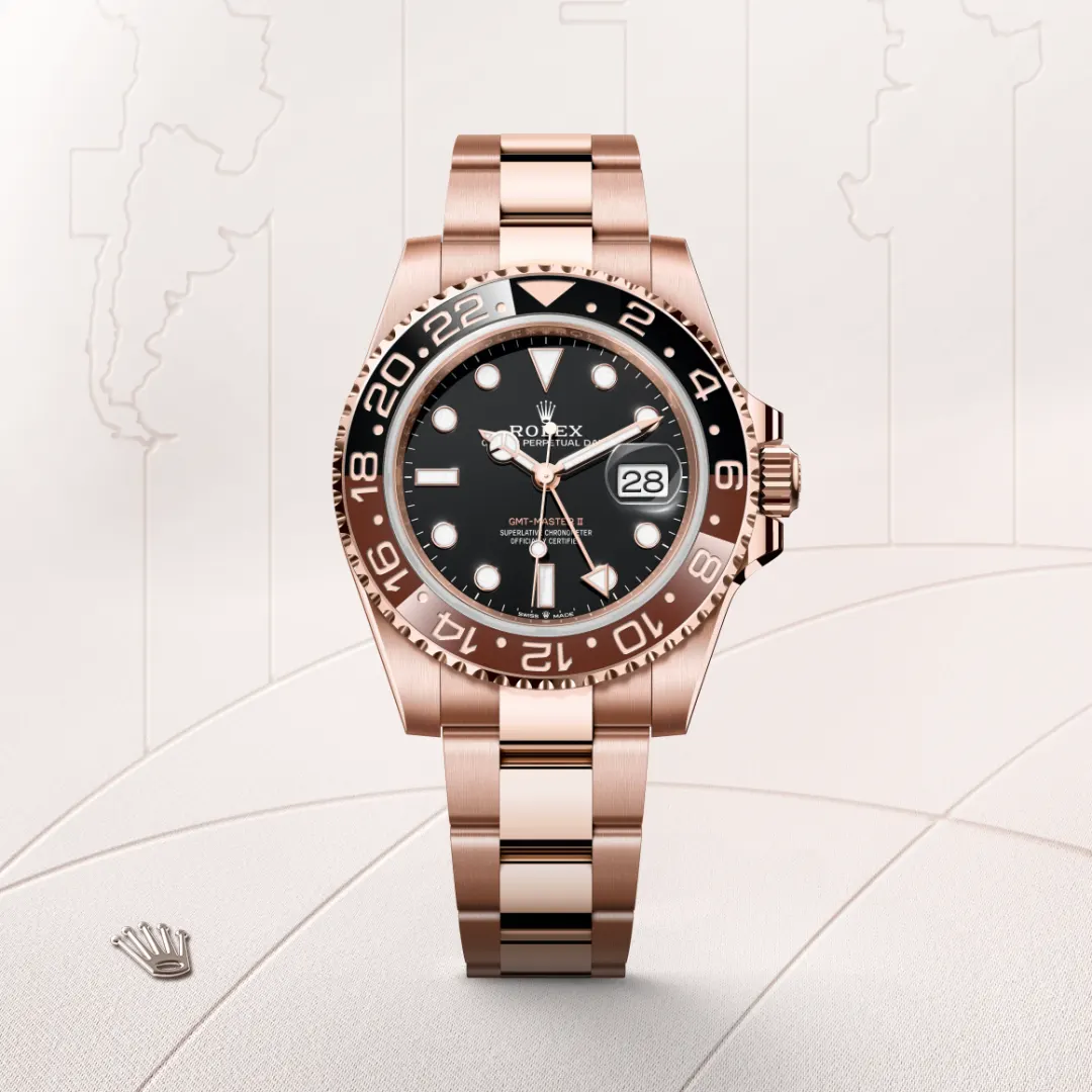 Rolex GMT-Master II in 18 ct Everose gold, M126715CHNR-0001 – Front Showcase View – Palladio Jewellers Gallery Image - Thumbnail