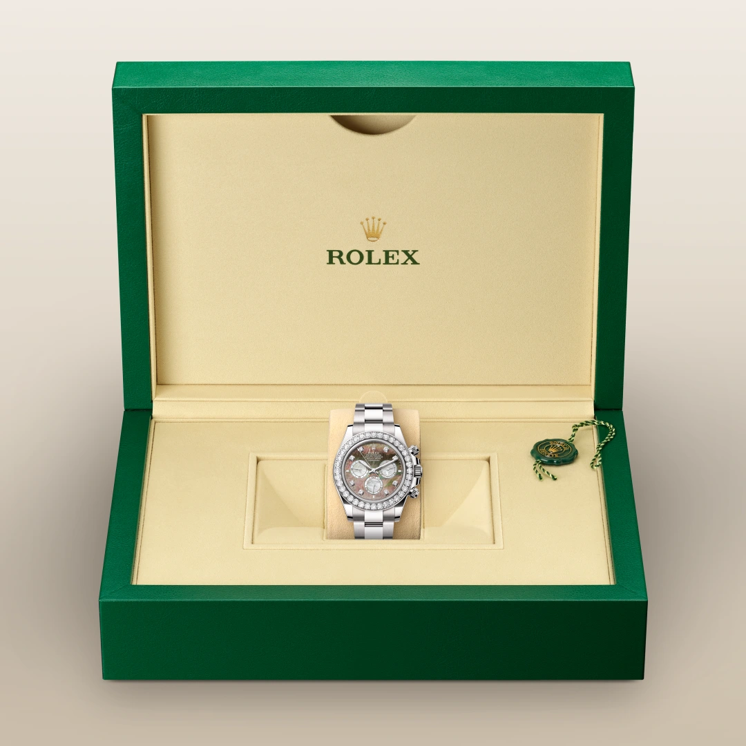 Rolex Cosmograph Daytona in 18 ct white gold, M126579RBR-0001 – In Box View – Palladio Jewellers Gallery Image - Thumbnail