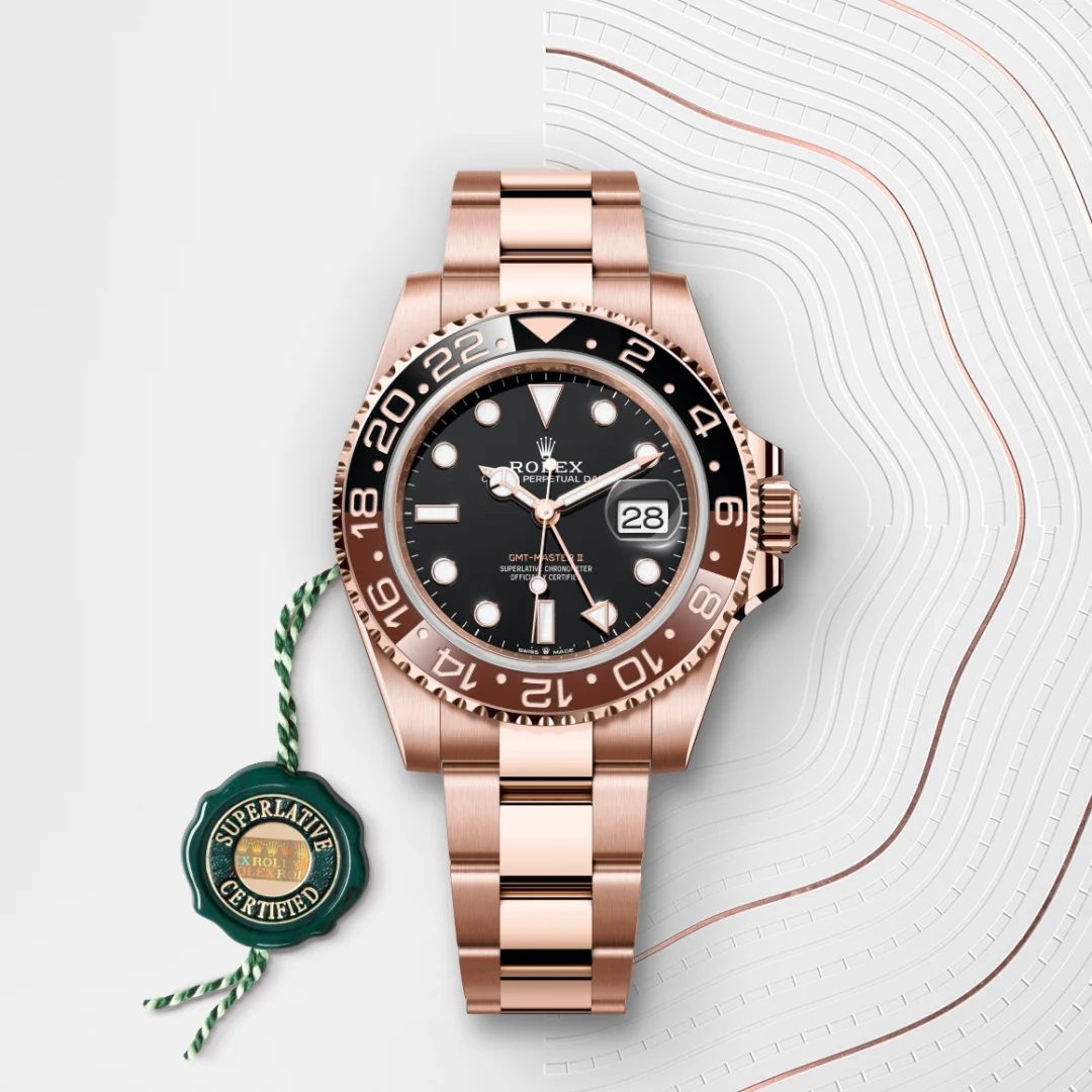 Rolex GMT-Master II in 18 ct Everose gold, M126715CHNR-0001 – Featuring With Seal View – Palladio Jewellers Gallery Image - Thumbnail