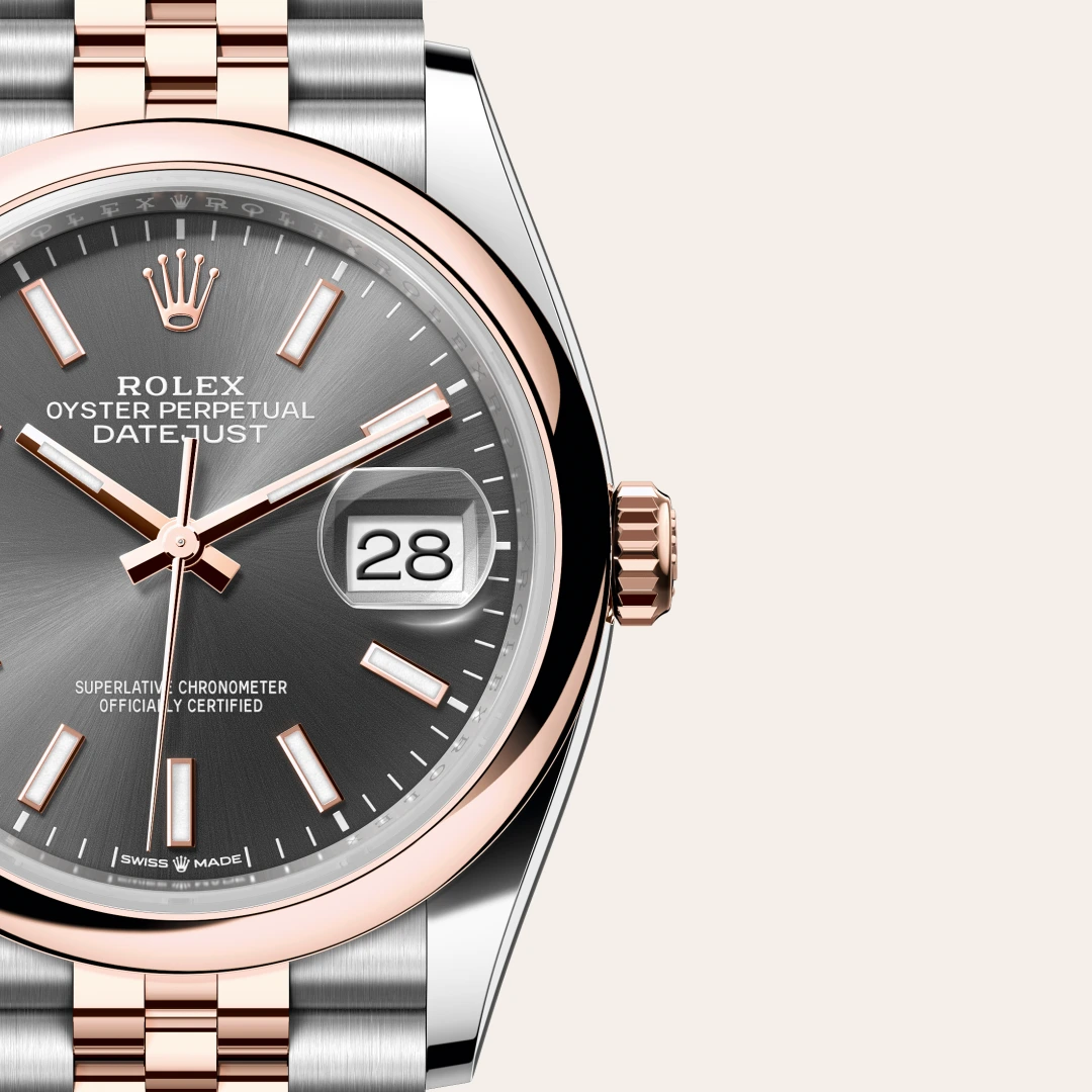 Rolex Datejust in Everose Rolesor - combination of Oystersteel and Everose gold, M126201-0013 – Dial Closeup View – Palladio Jewellers Gallery Image - Thumbnail