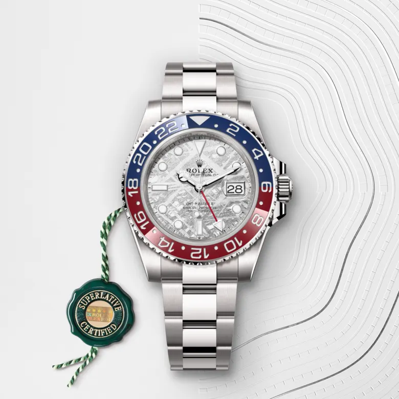 Rolex GMT-Master II in 18 ct white gold, M126719BLRO-0002 – Featuring With Seal View – Palladio Jewellers Mobile Slider