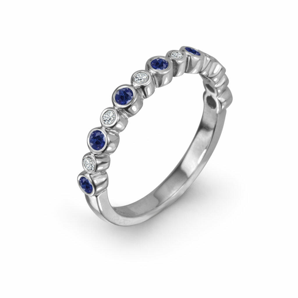 Sapphire Between White Diamond Engagement Ring