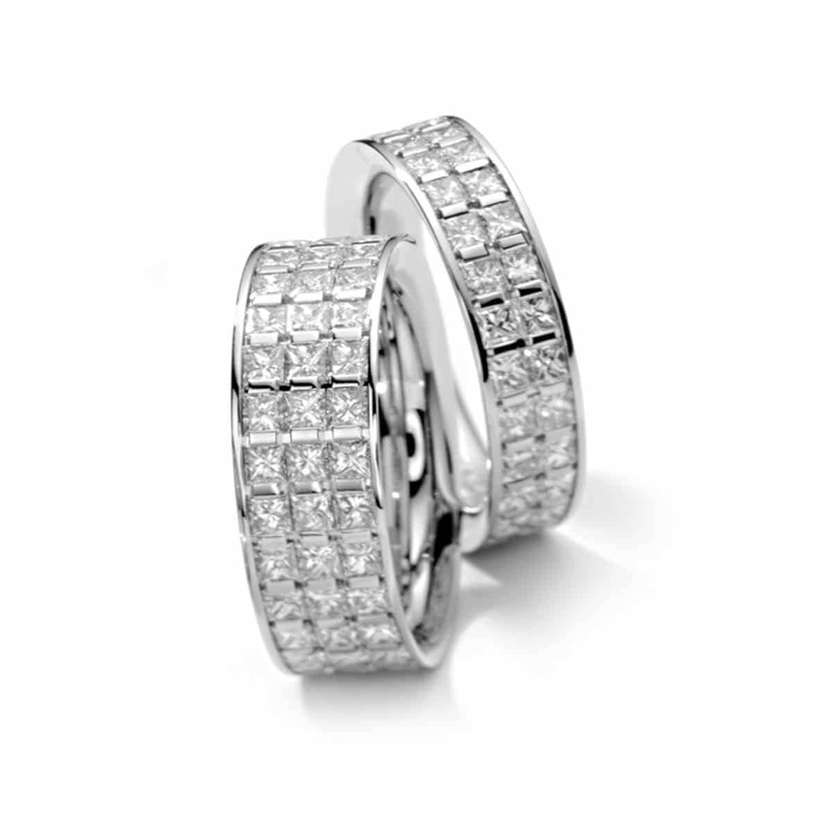 Thick Ring Band With Square White Diamonds Anniversary Gift