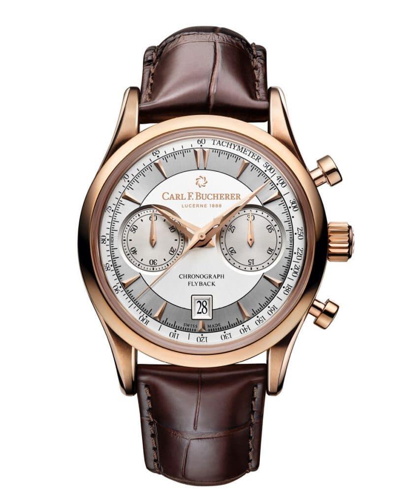 Carl F. Bucherer Manero Flyback 18k rose gold Watch with Alligator Strap