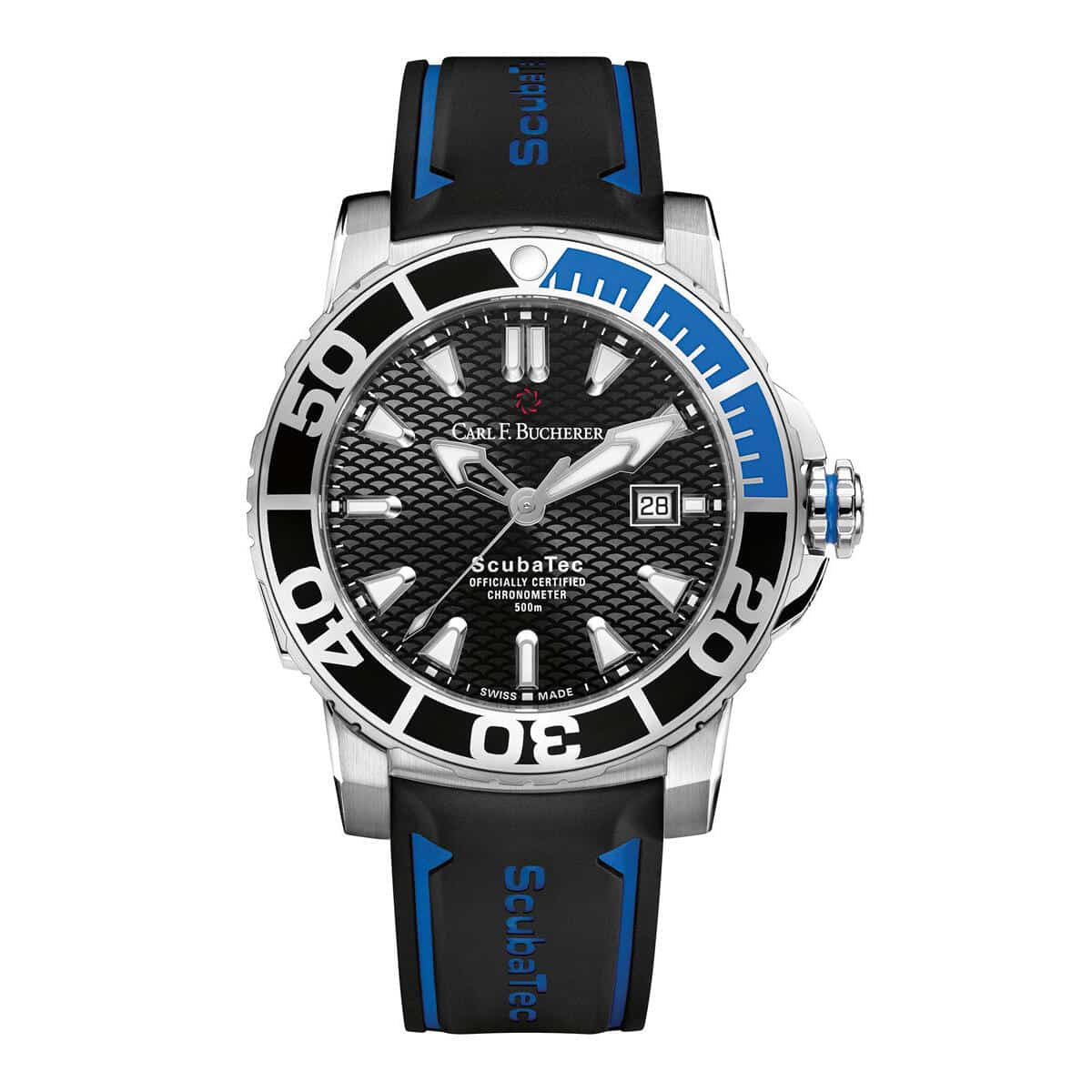Carl F. Bucherer Patravi ScubaTec Stainless Steel/ceramic bezel Watch With Rubber Strap