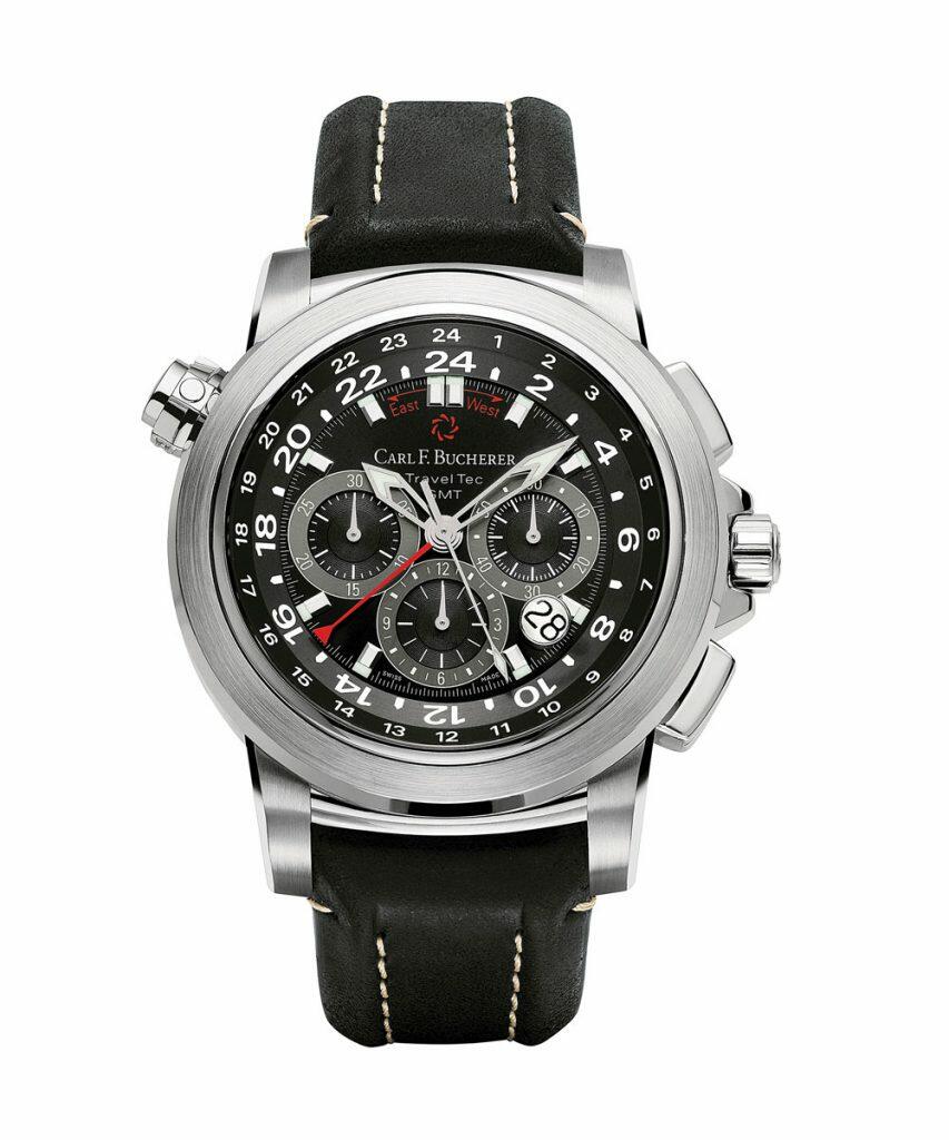 Carl F. Bucherer Patravi Traveltec Stainless Steel Watch With Black Strap