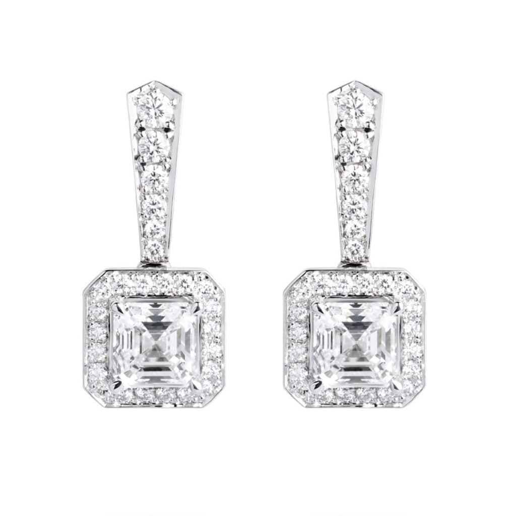 Diamond Square White Gold Earrings