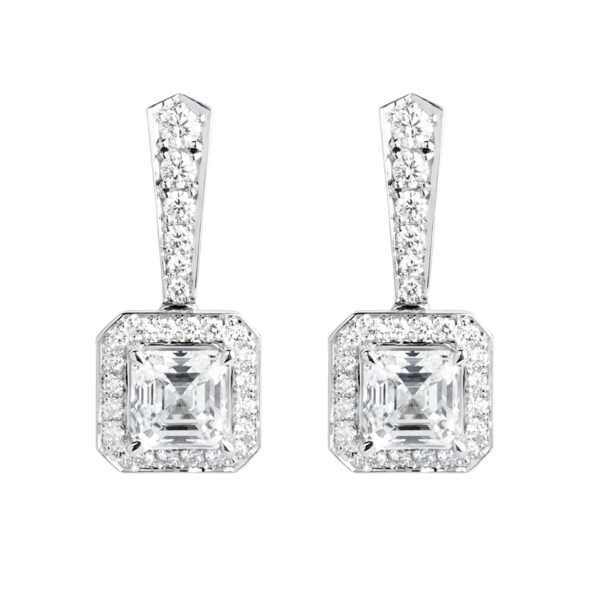 Diamond Square White Gold Earrings