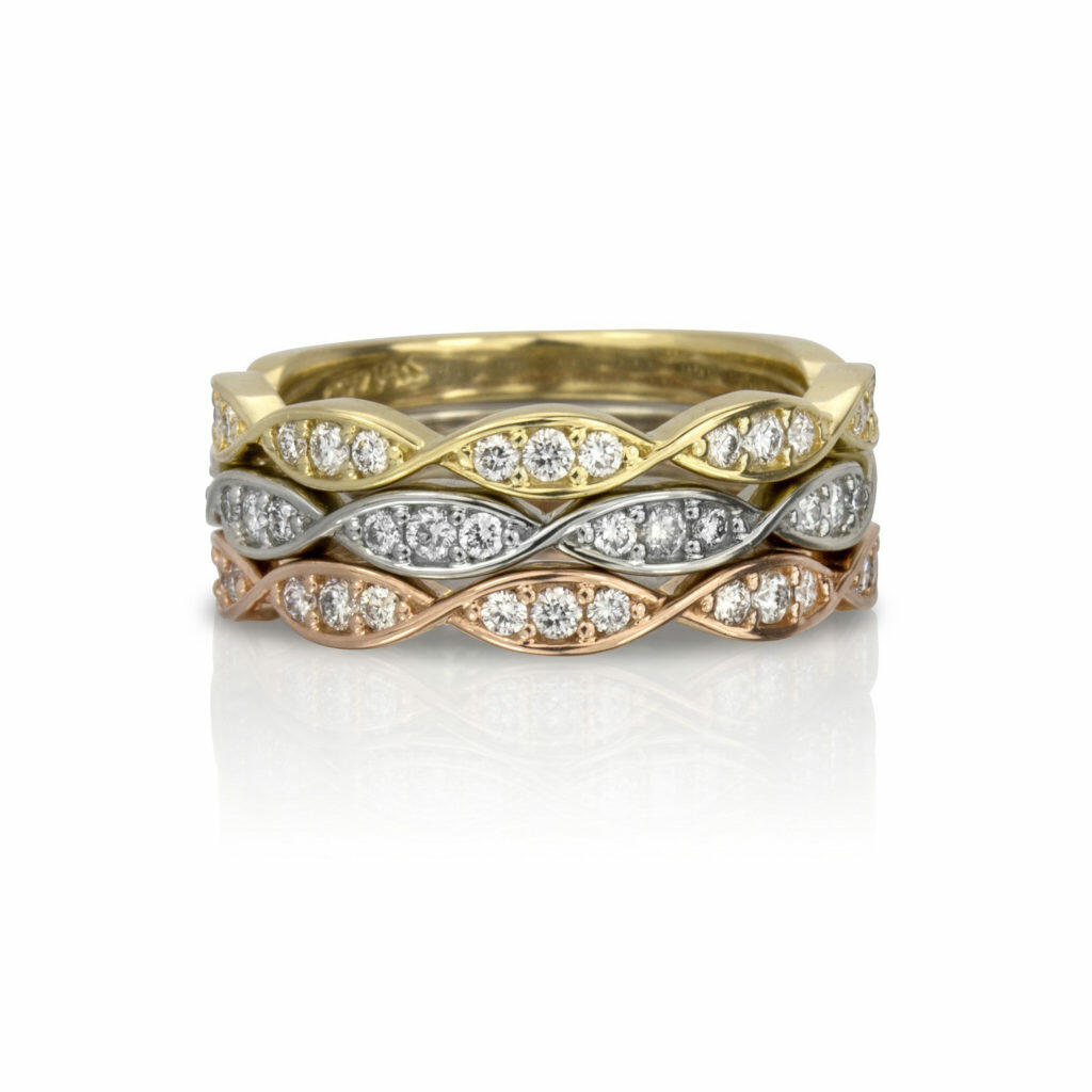 Diamond Gold, White Gold and Rose Gold Stack