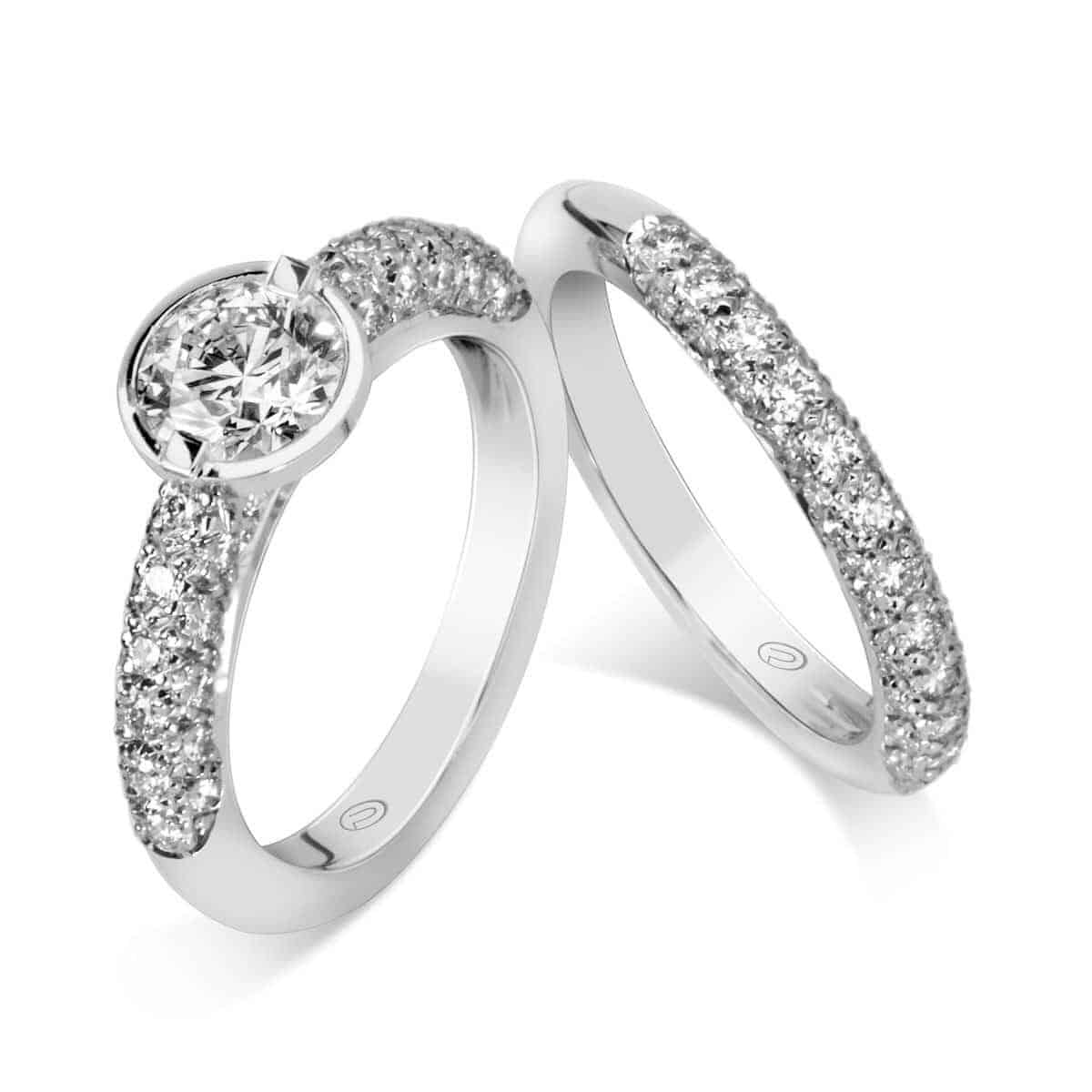 Modern Classic Brilliant Cut White Gold Diamond Engagement Ring