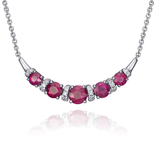 Ruby and Diamond White Gold Necklace