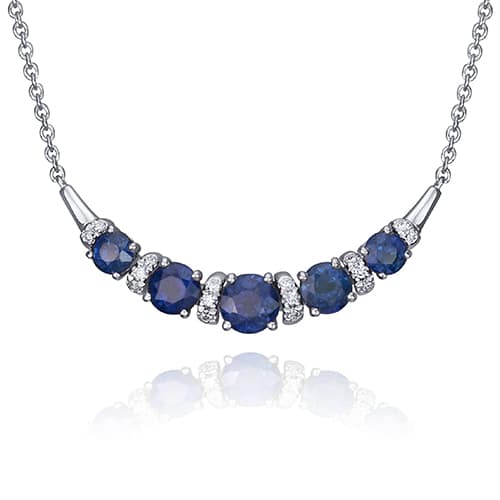 Sapphire and Diamond White Gold Necklace