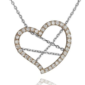 White Diamond Heart Shaped Pendant Necklace