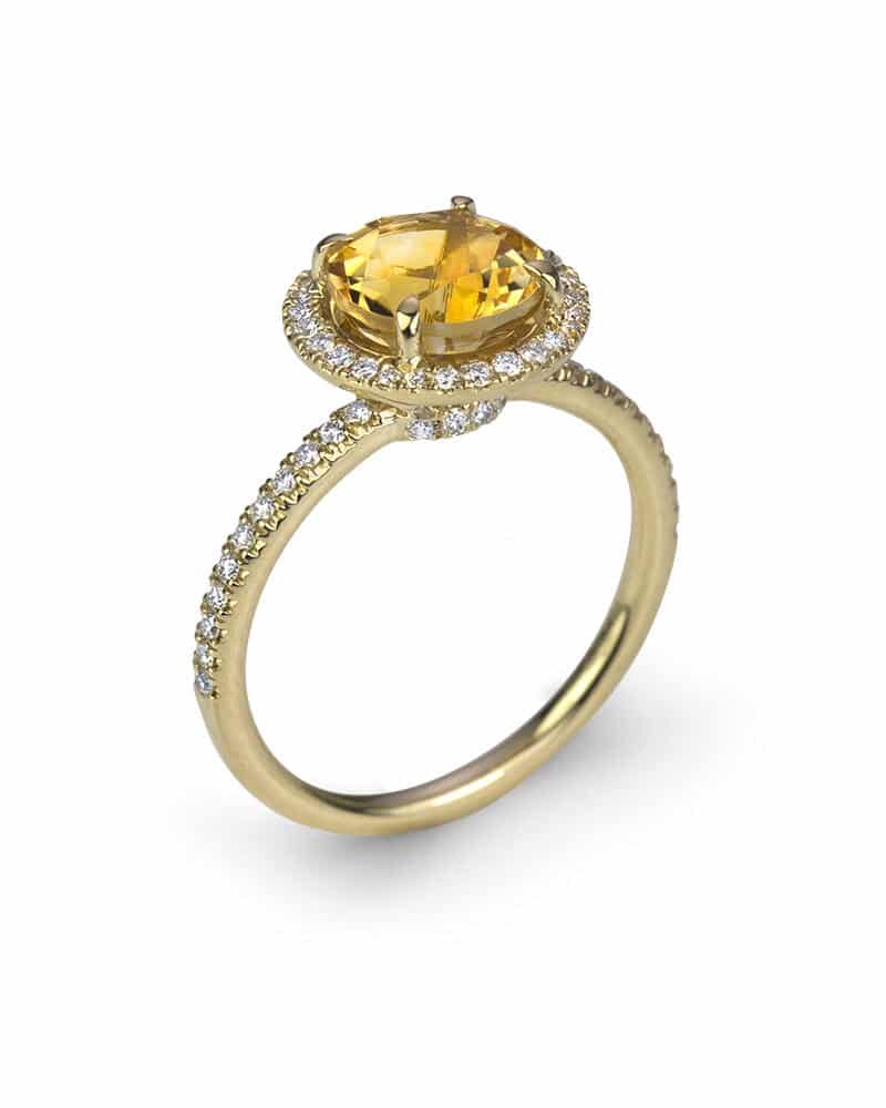 Citrine diamond ring