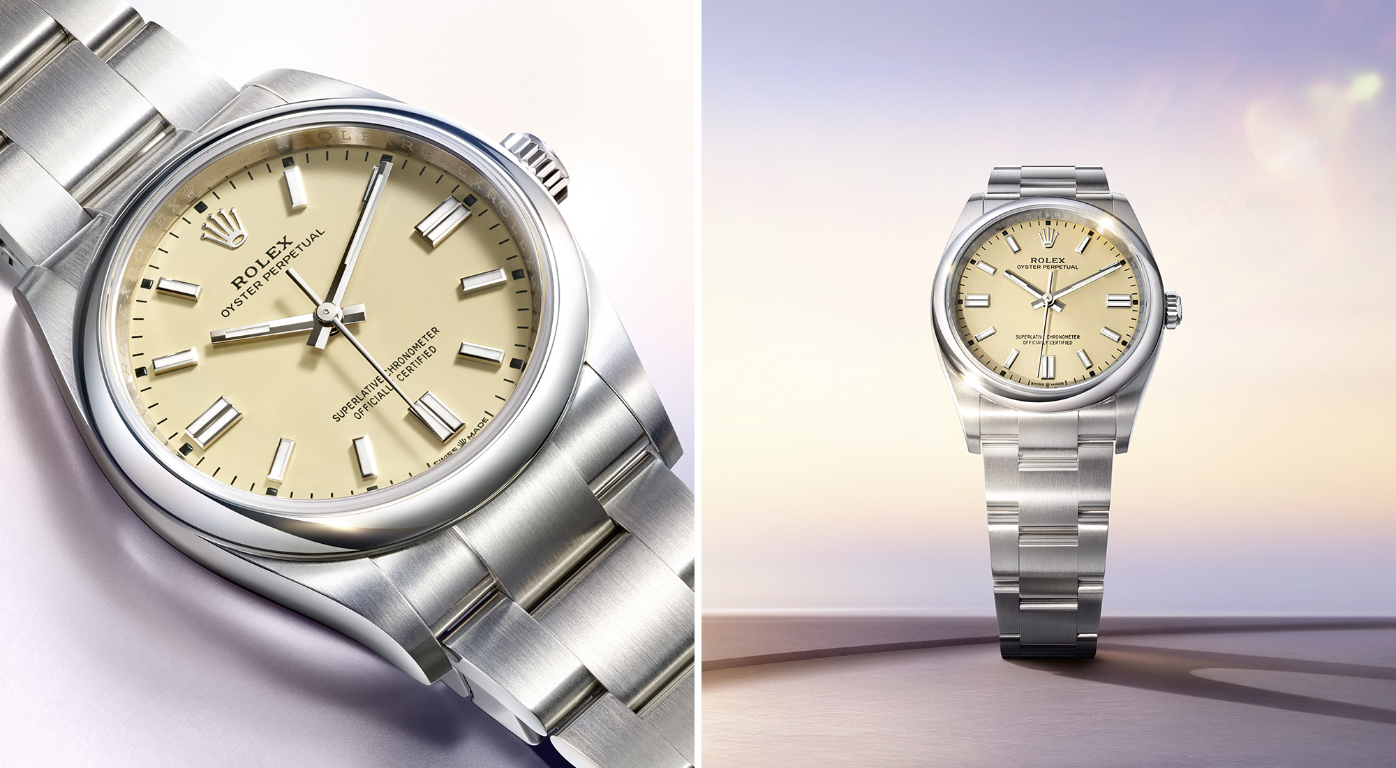 Rolex Oyster Perpetual m126000-0012 feature two watches landscape - Palladio Jewellers