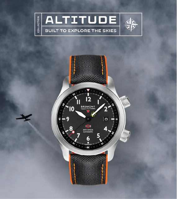 Bremont Altitude chronograph watch with aviation background - Bremont at Palladio Jewellers Vancouver