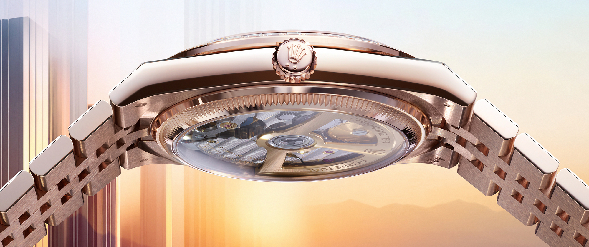 Rolex at Palladio Jewellers - Land-Dweller Blog - Everose Gold Flat Jubilee Bracelet Landscape