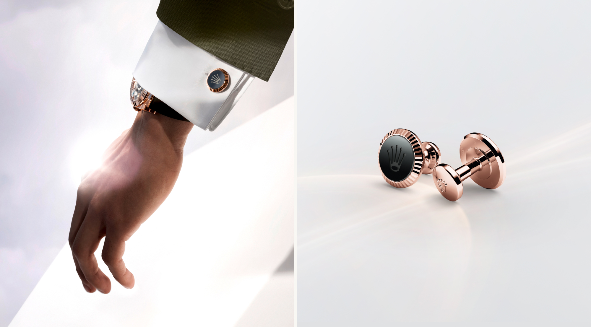 Rolex fluted cufflinks iconic aesthetic landscape - Palladio Jewellers
