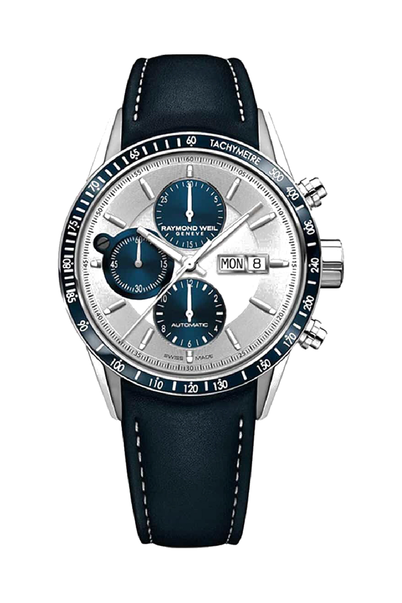 Freelancer Men’s Automatic Chronograph Steel Tachymeter Watch, Blue Subdials
