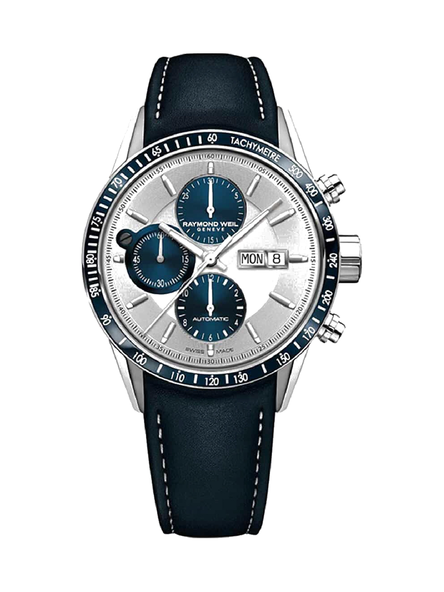 Freelancer Men’s Automatic Chronograph Steel Tachymeter Watch, Blue Subdials