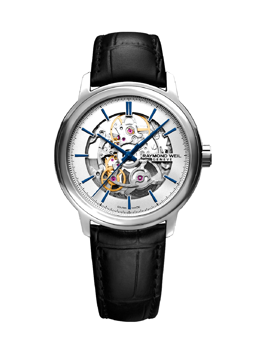 Maestro Skeleton Men’s Automatic Black Leather Watch
