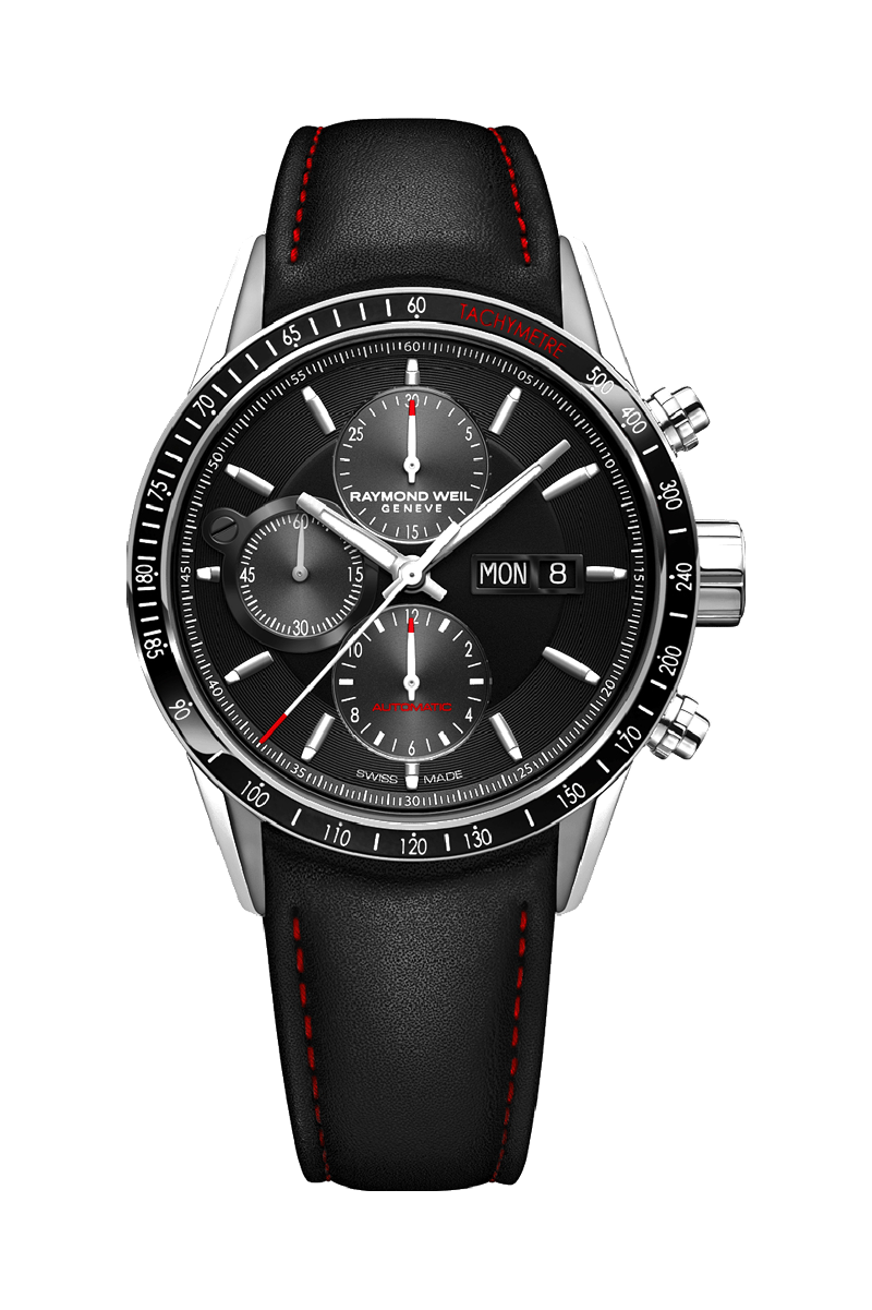 Freelancer Men’s Automatic Chronograph Black Leather Watch