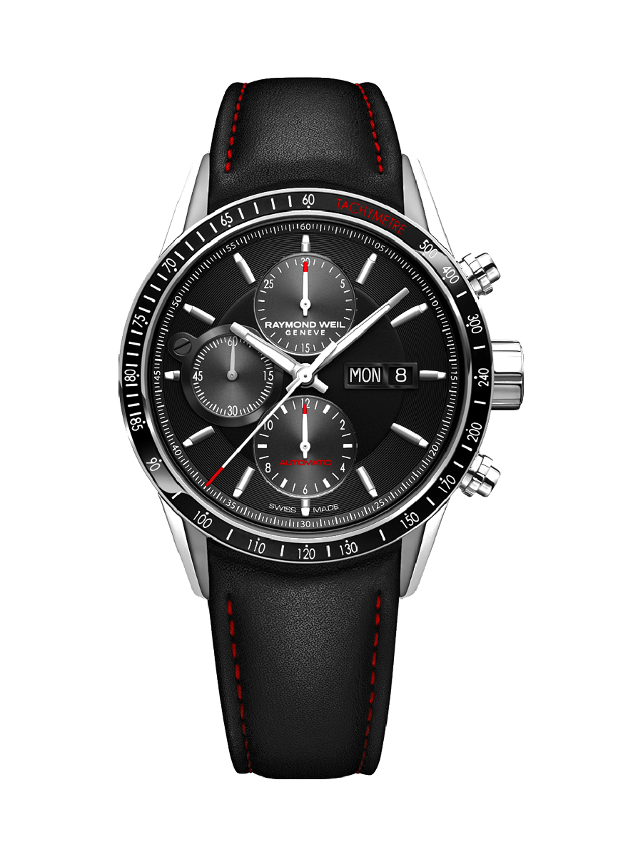 Freelancer Men’s Automatic Chronograph Black Leather Watch