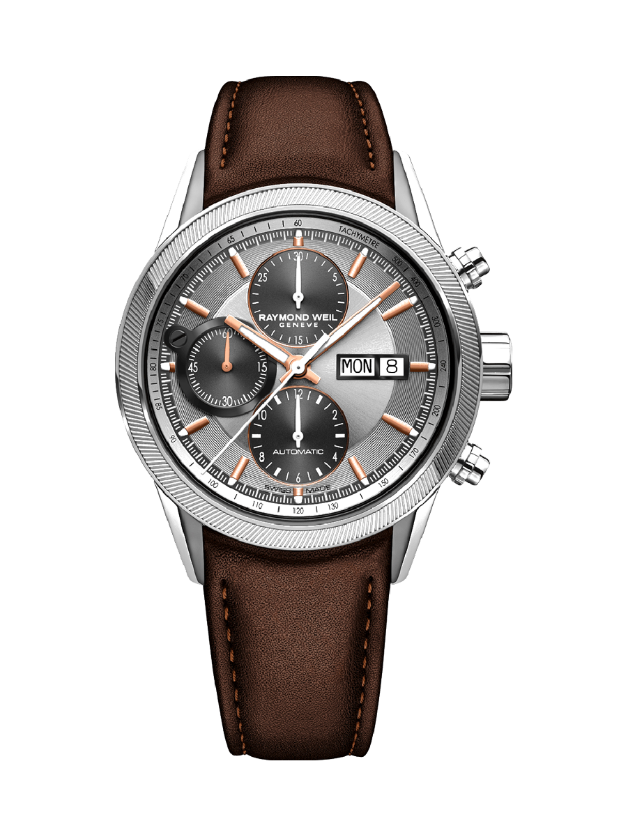 Freelancer Men’s Automatic Chronograph Steel Brown Leather Watch